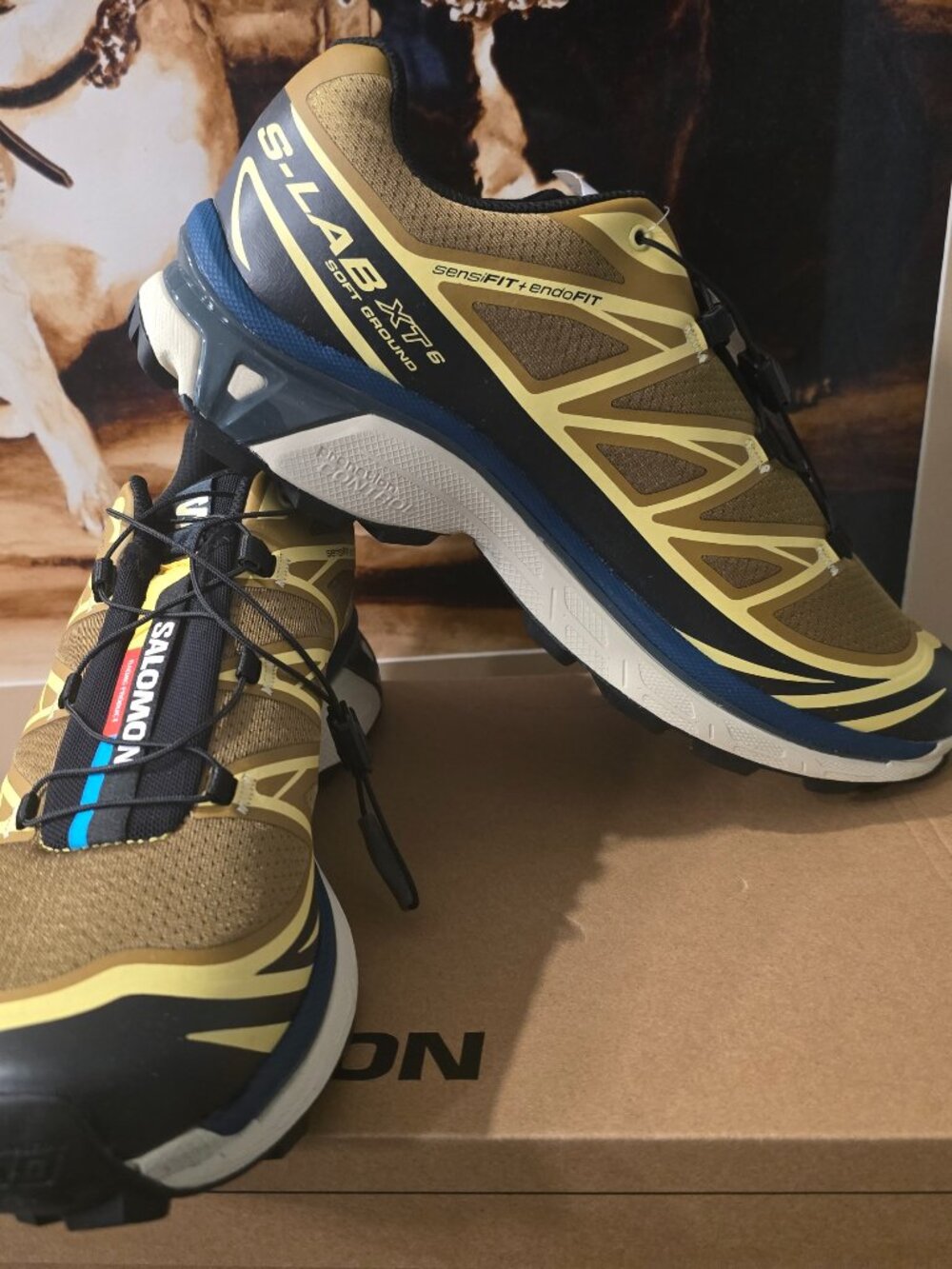 Salomon XT-6 Brilliant Olive Dark Navy L49206000 Hiking Running Shoes Mens Sz 10